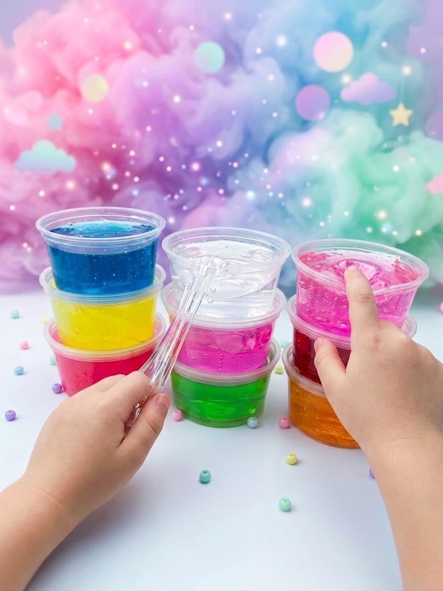 Non-Sticky Slime for Kids – Colorful Stretchy Sensory Slime, Fun Play & Stress Relief in 9 colors